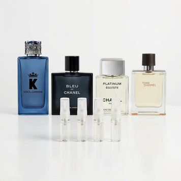Набір чоловічих пробників 4в1 (Terre d&rsquo;Herm&egrave;s, Chanel &Eacute;go&iuml;ste Platinum, Bleu de Chanel, Dolce & Gabbana K), 2 мл 1275 фото